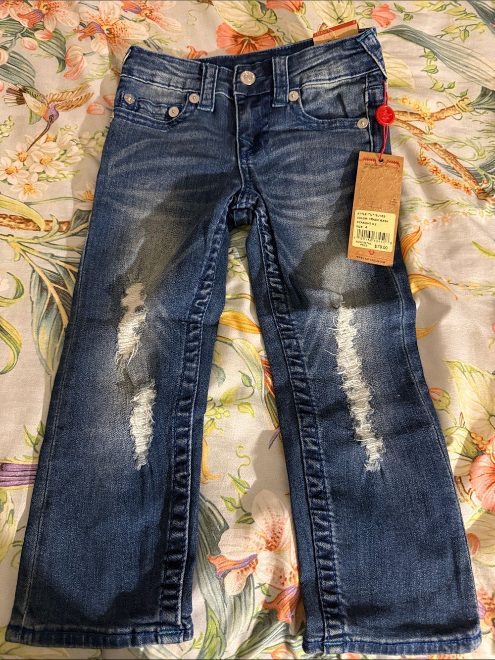 True Religion Distressed Dark Wash Kids Jeans